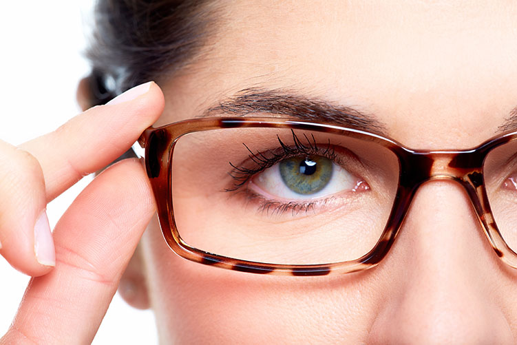 close up woman glasses